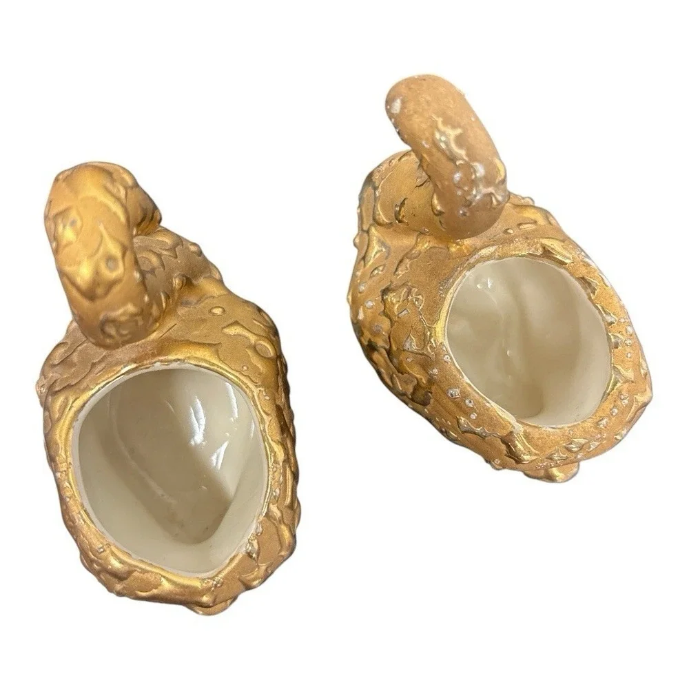 Vintage Swan Weeping Bright Gold 22k USA‎ Made Set of 3 Hand Decorated
